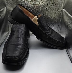 Franco Fortini Black Italian leather Men’s Loafers shoes Size 9